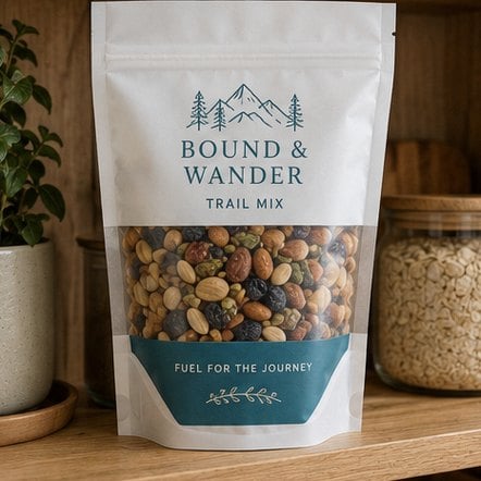 Customized stand up pouches for snack and trail mix rollouts