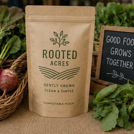 Customized stand up pouches for sustainable and farm-to-table brands